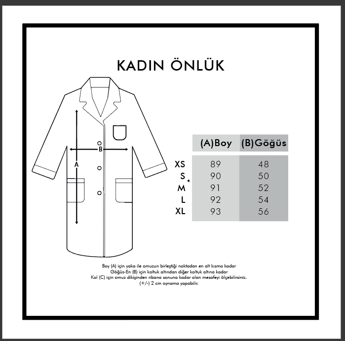 Üsküdar Üniversitesi Kadın Kalıp Önlük